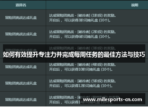 如何有效提升专注力并完成每周任务的最佳方法与技巧