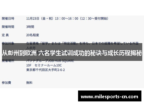 从彭州到欧洲 六名学生试训成功的秘诀与成长历程揭秘